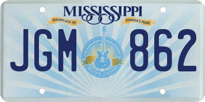 MS license plate JGM862