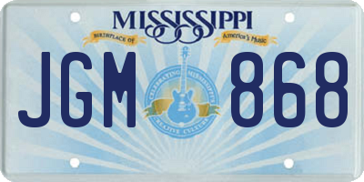 MS license plate JGM868