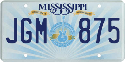 MS license plate JGM875