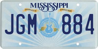 MS license plate JGM884