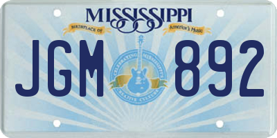 MS license plate JGM892