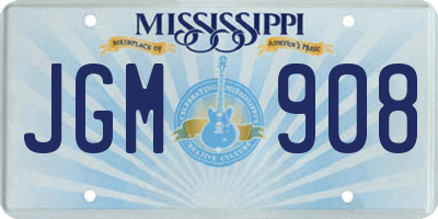 MS license plate JGM908