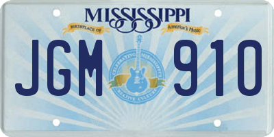 MS license plate JGM910