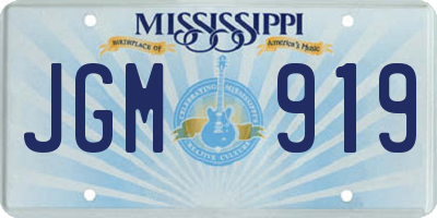 MS license plate JGM919