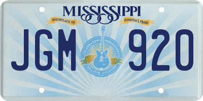 MS license plate JGM920