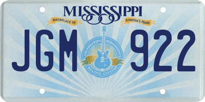 MS license plate JGM922