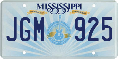 MS license plate JGM925