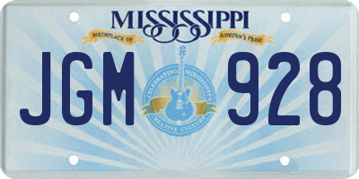 MS license plate JGM928