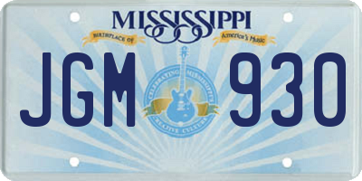 MS license plate JGM930