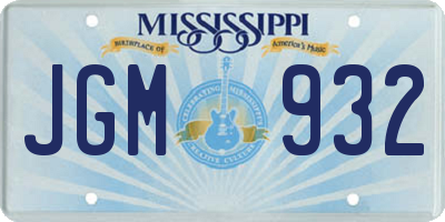 MS license plate JGM932