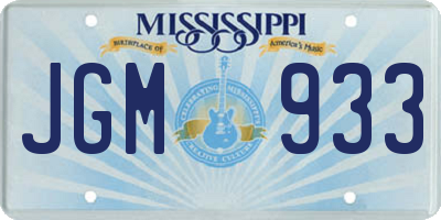 MS license plate JGM933