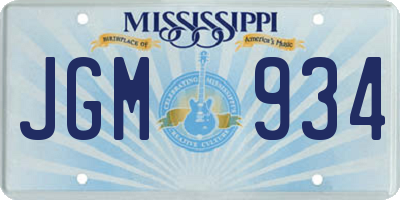 MS license plate JGM934
