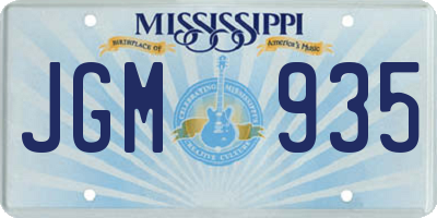 MS license plate JGM935