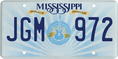 MS license plate JGM972