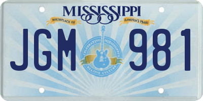 MS license plate JGM981