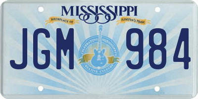 MS license plate JGM984