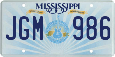 MS license plate JGM986