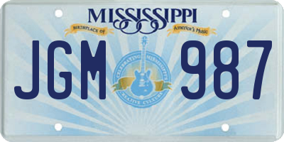 MS license plate JGM987