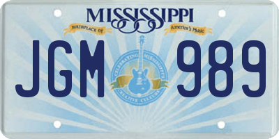 MS license plate JGM989