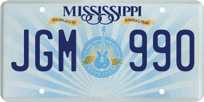 MS license plate JGM990