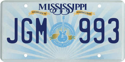MS license plate JGM993