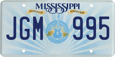 MS license plate JGM995