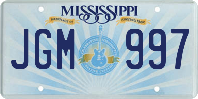 MS license plate JGM997