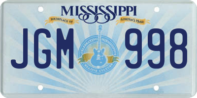 MS license plate JGM998