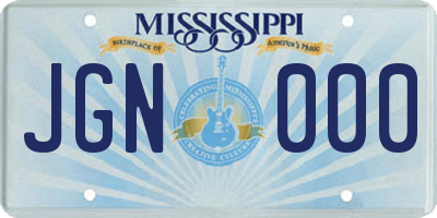 MS license plate JGN000