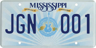 MS license plate JGN001