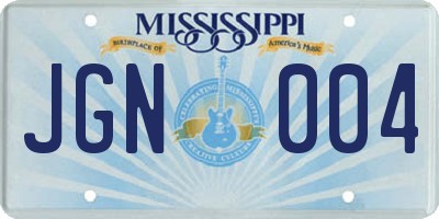 MS license plate JGN004