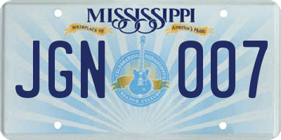 MS license plate JGN007