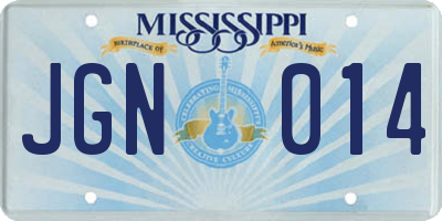 MS license plate JGN014