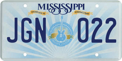 MS license plate JGN022