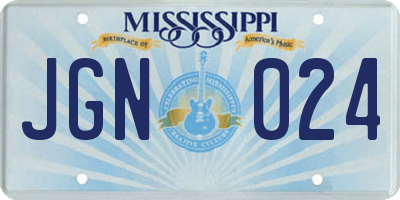 MS license plate JGN024