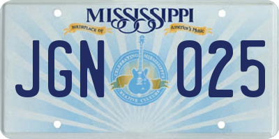 MS license plate JGN025