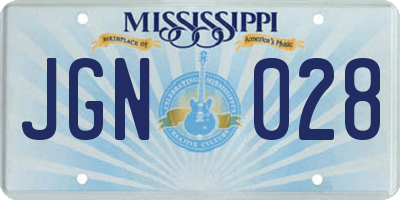 MS license plate JGN028