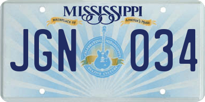MS license plate JGN034