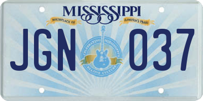 MS license plate JGN037