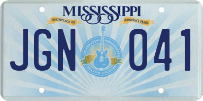 MS license plate JGN041