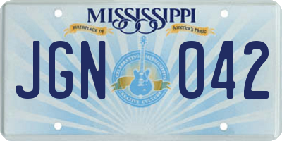 MS license plate JGN042
