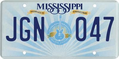 MS license plate JGN047