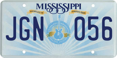 MS license plate JGN056