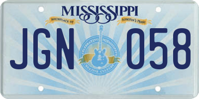 MS license plate JGN058