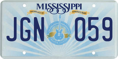 MS license plate JGN059