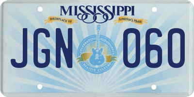 MS license plate JGN060