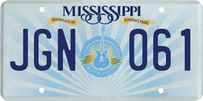MS license plate JGN061