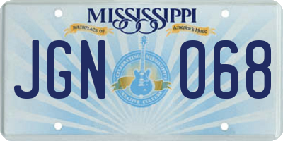 MS license plate JGN068