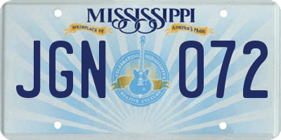 MS license plate JGN072