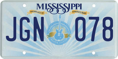 MS license plate JGN078